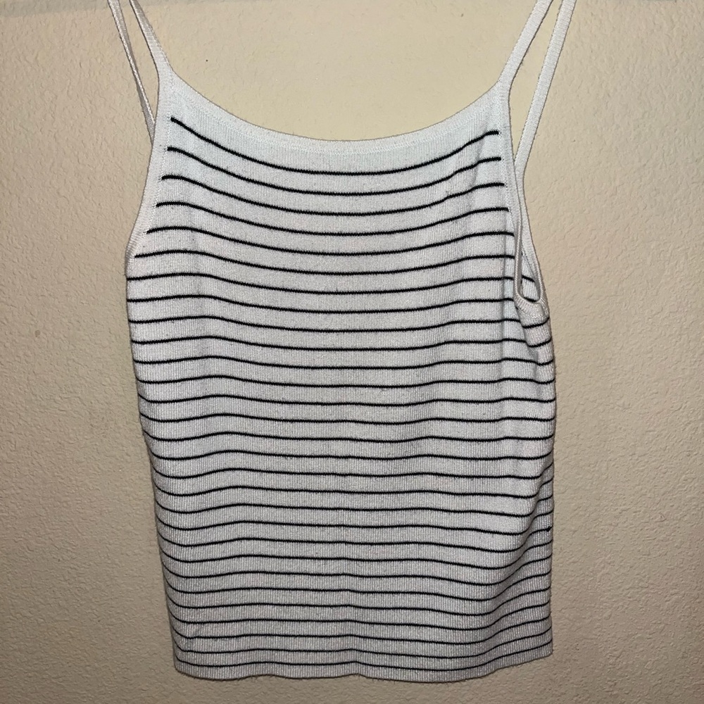 Brandy Melville black and white stripped crop top